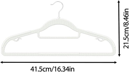 60 Pack Heavy Duty Non-Slip Plastic Hangers - Slim Space Saving w/ 360° Hook for Wet/Dry Clothes, Retail Store Display & Home Organization - White