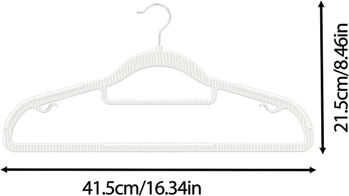 40 Pack Heavy Duty Non-Slip Plastic Hangers - Slim Space Saving w/ 360° Hook for Wet/Dry Clothes, Retail Store Display & Home Organization - White