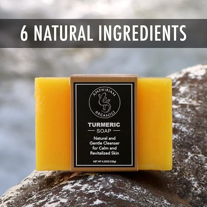 Turmeric Soap - All Natural Gentle Cleanser for All Skin Types. No Stain Face & Body Cleanser for Men, Women & Teens.