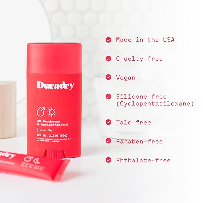 Duradry Clinical-Strength Antiperspirant Deodorant for Women and Men – Clean Formula with Natural Ingredients for Odor and Excessive Sweat Protection – Barca (SweetWater + Sea Salt) - pack of 2