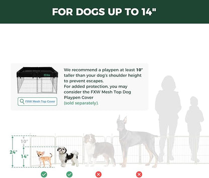 FXW Rollick Unleashed Dog Playpen for Indoor, Yard, RV Camping, 24 inch 8 Panels for Small and Puppy Dogs, White│Patented