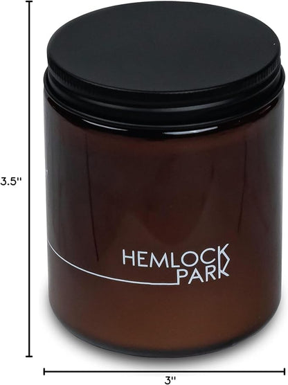 Hemlock Park Crackling Wood Wick Candle Handcrafted with Natural Coconut Wax (Standard 8 oz, Sandalwood)