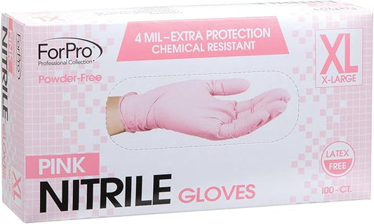 ForPro Disposable Nitrile Gloves, Chemical Resistant, Powder-Free, Latex-Free, Non-Sterile, Food Safe, 4 Mil, 100-Count