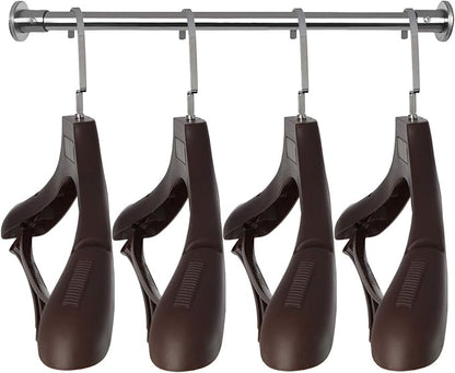 DEDU Suit Hangers for Men 15 Pack, Brown Coat Hangers Extra Wide Non Slip Width 17.7", Thick Plastic with Pants Bar & Metal Hook