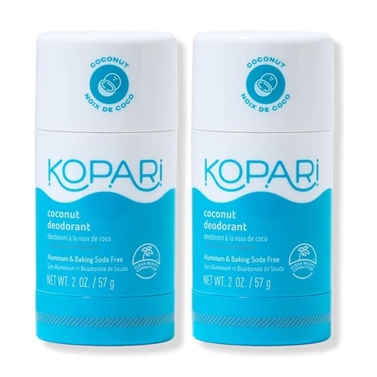 Kopari Aluminum Free Coconut Deodorant, Non Toxic & Clean Plant-Based, No Aluminum, Parabens or Baking Soda, Long Lasting Protection, Original 2 Pack