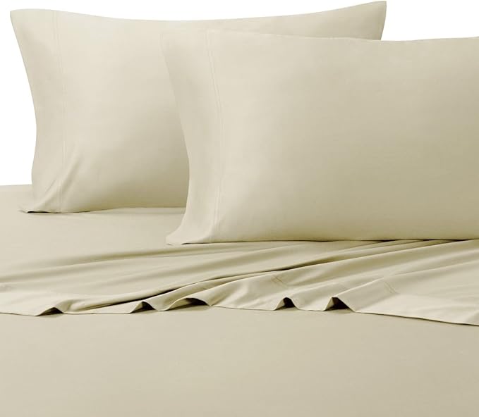 Royal Hotel Bedding Silky Soft, Viscose from Bamboo, and Cotton Blend Sheet Set, 100% Luxury Blend, 60% Viscose Made from Bamboo and 40% Cotton Bed Sheets, Top Split King Size, Sand