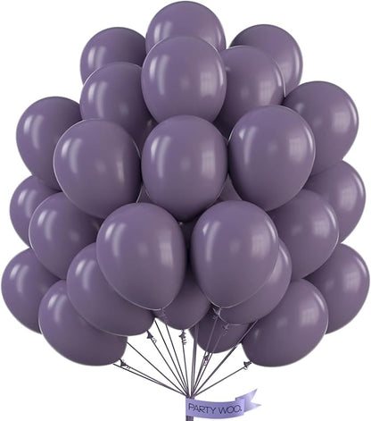 PartyWoo Dusty Purple Balloons 50 pcs 12 Inch Matte Mauve Dark Purple Latex Helium Balloons for Wedding Baby Shower Gender Reveal Graduation Butterfly Birthday Party Decorations Purple-F50