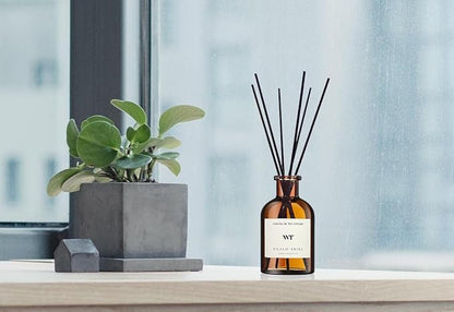 WEALD TRIBE Reed Diffuser Set for Bathroom Air Fresheners, Oil Diffuser Sticks | White Tea Scent 4.0 fl oz Home Fragrance with Sticks Defusers | House Bedroom Office Shelf Decor