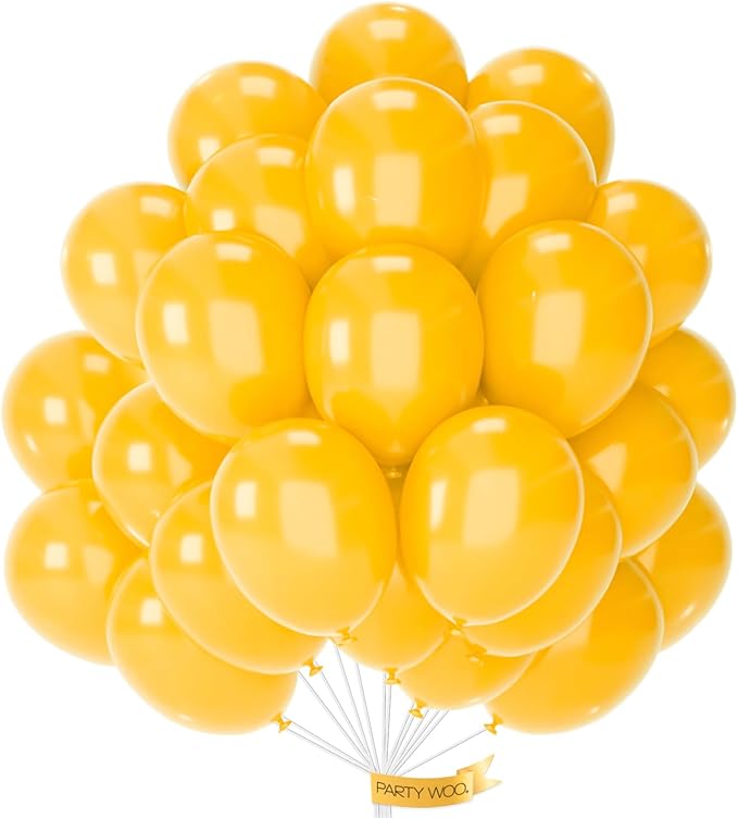 PartyWoo Mustard Yellow Balloons 50pcs 12 Inch Yellow Fall Balloons for Birthday Graduation Gender Reveal Engagement Baby Shower Bee Summer Sunflower Little Cutie Lemon Party Decorations Yellow-Y10