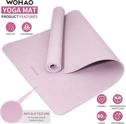 Extra Wide & Thick 8mm Yoga Mat, 72"x31.5" Large Non Slip Exercise Mat, Premium POE Material for Superior Cushioning & Stability, with Strap for Home Gym, Pilates