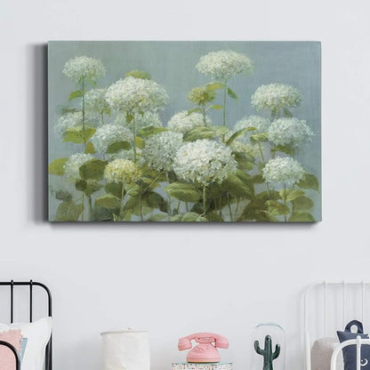 Wexford Home Home Decor Landscape Canvas Wall Art Abstract Floral Painting Modern Pictures Artwork Decoration for Living Room Kitchen Bathroom Office, Ready to Hang, white hydrangea garden, 32x48