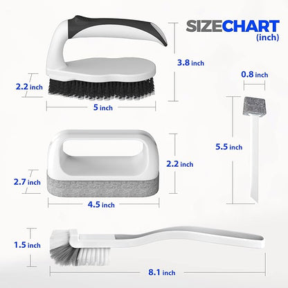 Holikme Deep Cleaning Brush Set, Scrub Pads with Scraper Tip for Pool Walls, Bathroom, Grout, Floor, Tub, Shower and Kitchen Surface, Abrasive Wheel Brushes (Negro)