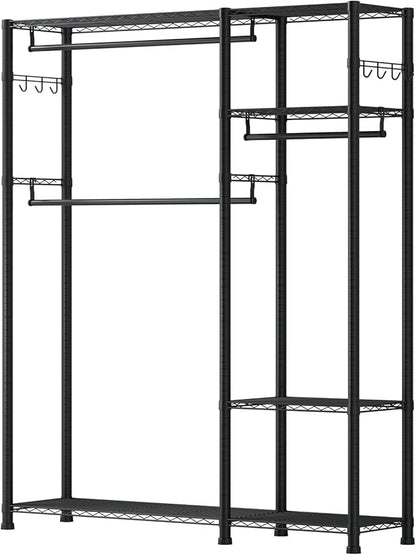 VEVOR Clothing Garment Rack, Heavy Duty Closet Wardrobe, Adjustable Tiers Clothes Racks with Steel Frame, for Bedroom, Clothing Store, Hallway