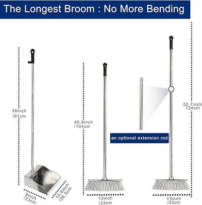 Indoor Soft Bristles Broom and Dustpan Angle Sweeping Dustpan and Broom with Long Handle for Kitchen Hardwood Floor Cleaning (Broom and Dustpan)