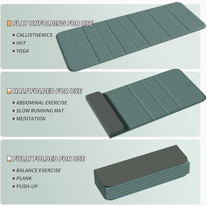 12-Fold POE Yoga Mat 75x26x0.4 Inches – Non-Slip, Compact & Workout-Friendly for Yoga, Pilates, Strength Training & Meditation