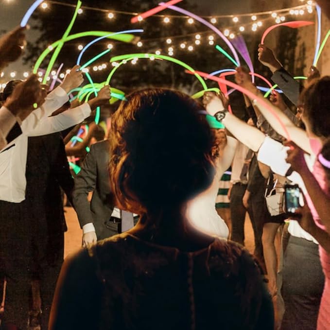 Glow Fever Glow Sticks Bulk 100ct 22'' Glow Necklaces with Connectors, Neon Light Sticks for Party Festivals Raves Concert Birthday Wedding, Orange