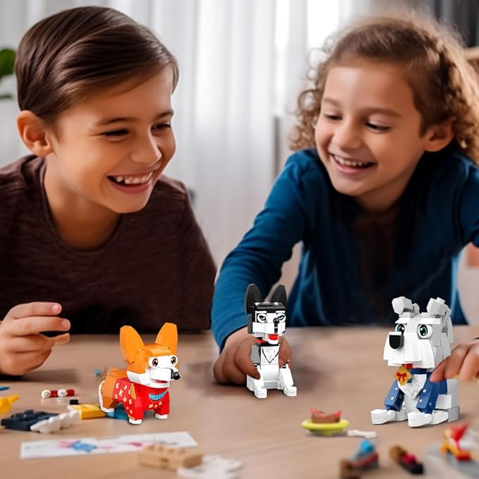 6pack Party Favors Mini Dogs Building- Compatible with Lego Set for Boys 8-14, Adorable Animals Building Sets, Party Favors Birthday Gift for Kids 8-12 (754PCS)