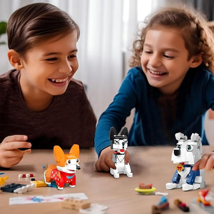 6pack Party Favors Mini Dogs Building- Compatible with Lego Set for Boys 8-14, Adorable Animals Building Sets, Party Favors Birthday Gift for Kids 8-12 (754PCS)