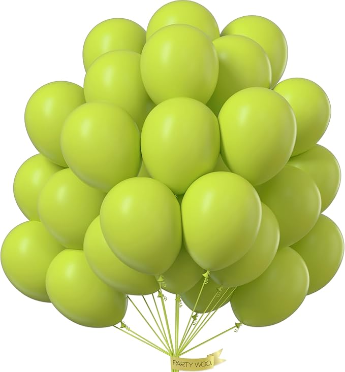 PartyWoo Lime Green Balloons 50 pcs 12 Inch Balloons for Graduation Halloween Safari Jungle Dinosaur Baby Shower Birthday Summer Party Decorations Green-Y8