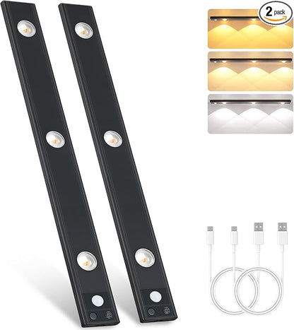 3 LED Under Cabinet Light, Under Counter Dimmable Lighting with Motion Sensor, USB Rechargeable Motion Sensor Light, Cat’s Eye Hill Corrugated Effect, for Display Cabinet, Showcase, Wine Cabinet