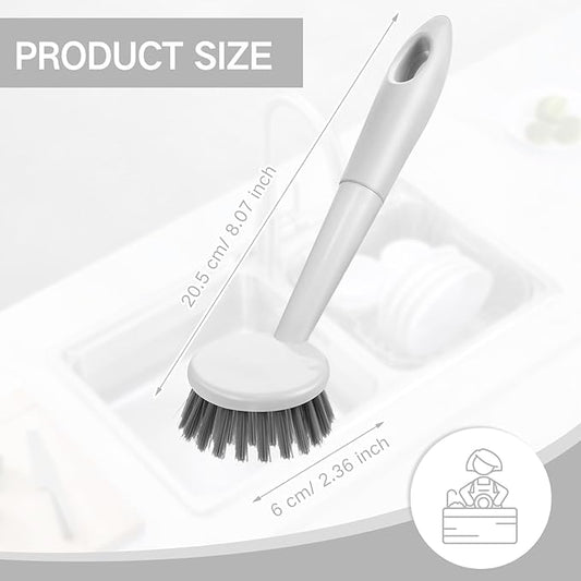 Patelai 12 Pack Kitchen Scrub Dish Brush with Long Handle Dish Scrubber with Stiff Bristles Scrub Brushes for Kitchen Dishes Washing Tools, Pots, Pans and Sink Cleaning (Gray White)