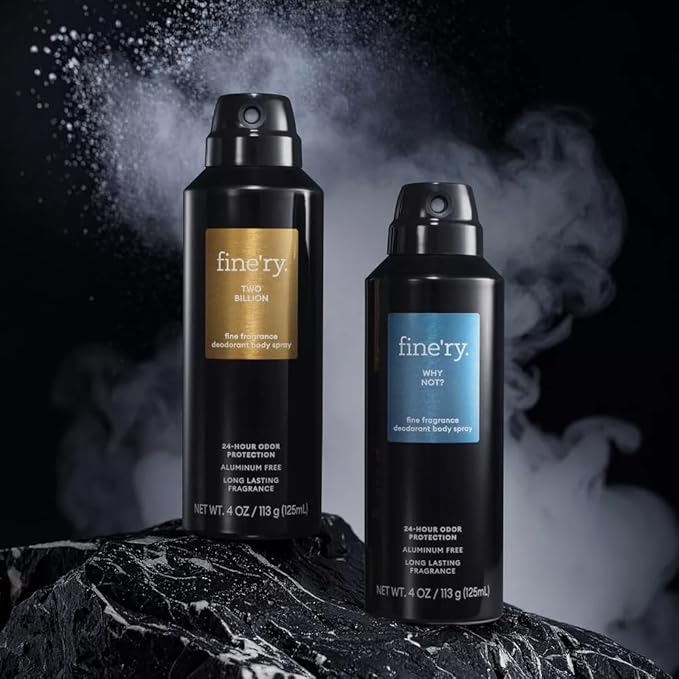 Finery Two Billion MEN'S DEODORANT SPRAY | Fine Fragrance - Deodorant Body Spray | 24 HOURS ODOR PROTECTION | 4oz