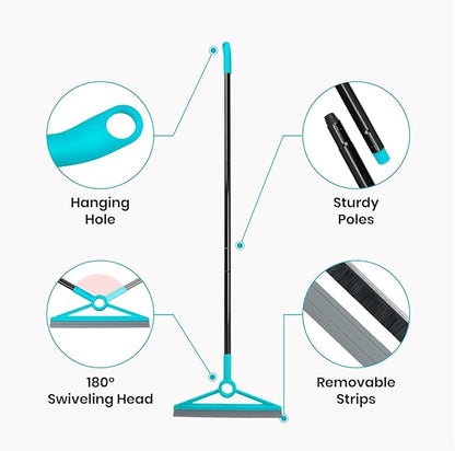 MAVRIZ Air Broom for Dust, Hair, Liquids, Silicone Broom with Removable Rubber Strip and Brooms Bristle, Multifunctional Floor Squeegee for Indoor Cleaning