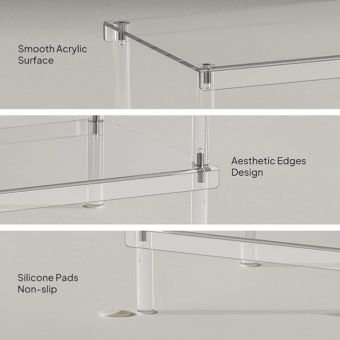 Aquiver Acrylic Shoe Rack - 32.3'' L x 11.8'' W x 12.2'' H - 2 Tier Closet Shoe Rack - Wide Shoe Rack Long Shoe Organizer for Entryway, Bedroom, Living Room, Clear, Modern, Easy to Clean