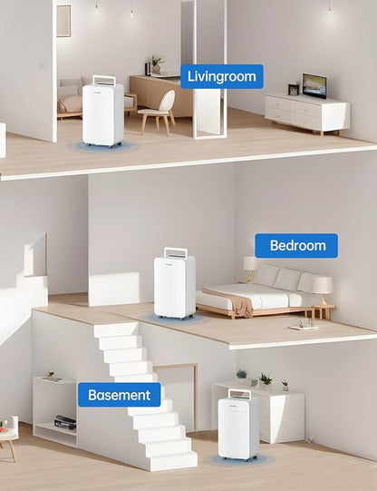 HUMSURE 4500 Sq. Ft 80 Pints Dehumidifier Equipped With Drainage Hose, Automatic Defrosting, for Basement, Home, Bathroom, Bedroom,24-Hour Timer Function