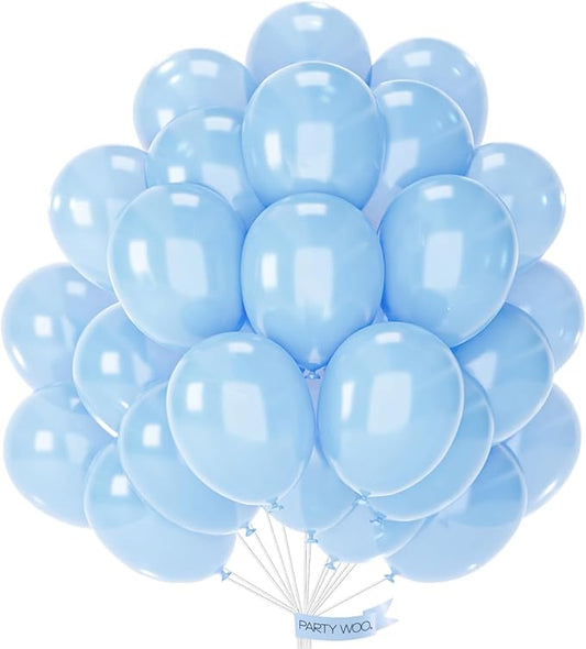 PartyWoo Light Blue Balloons 50 pcs 12 Inch Pearl Baby Pastel Sky Aqua Blue Balloons for Graduation Baby Shower Gender Reveal Weddings Under the Sea Birthday Party Decorations Blue-Z02