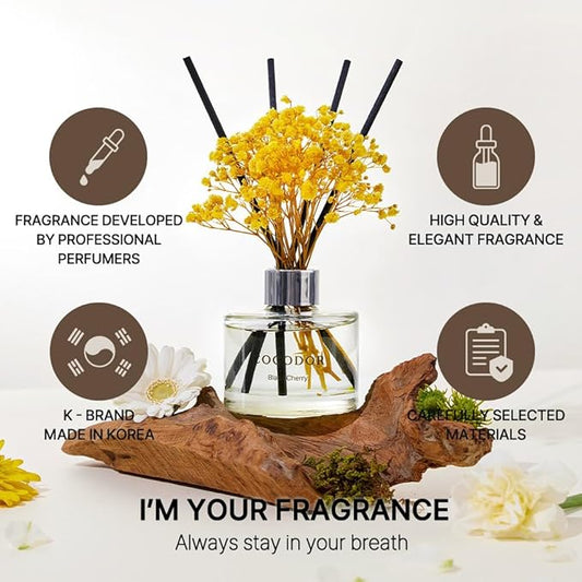 COCODOR Flower Reed Diffuser Set / 6.7oz / Gardenia/Scent Diffuser with Sticks Home Fragrance Reed Diffuser for Bathroom Shelf Decor
