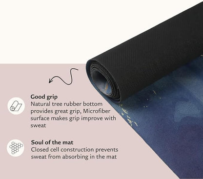 Suede yoga mat - Premium Printed Natural Eco-friendly Non-Slip Mat Great for Hot Yoga, Pilates, Workouts (72 inch x 24 inch x 3mm thick)