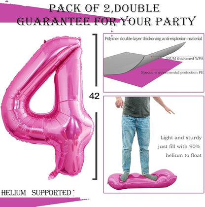 GOER Number 14 Balloons for 14th Birthday Sweet 14 Party Decorations,42 Inch Jumbo Foil Helium 41 Balloons for 41st Birthday Party Decoration (Hot Pink)
