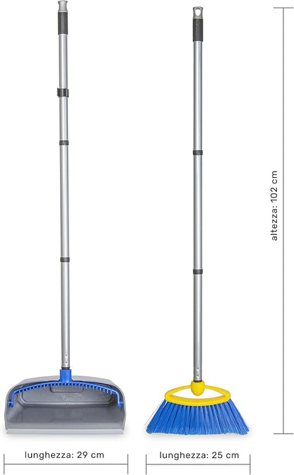 Garbage Lift with Broom, Yellow, Grey and Blue, 45 cm