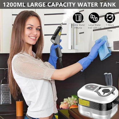 Saker Handheld Steam Cleaner, 2500W Multi-Surface Steamer with 6 Adjustable Steam Settings, Large 36oz Tank, and Attachments for Floors, Windows and More (White-Dual Control (Upgraded Touch Control))