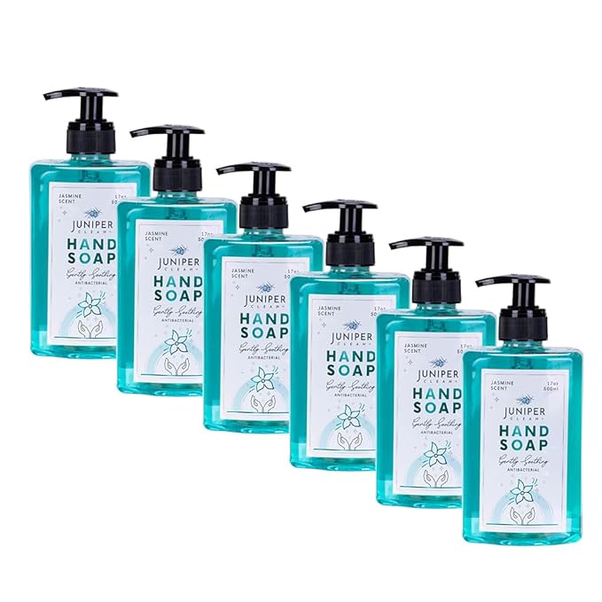 Antibacterial Hand Soap with Pump, Jasmine Scent, Liquid Hand Soap 17 Fl Oz (Pack of 6)