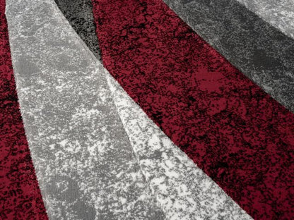 Ultra Soft Area Rug Hand Carved - Modern Abstract Design for Indoor Living Room & Bedroom - Stain Resistant, Easy to Clean - (2'7''x7, Red)
