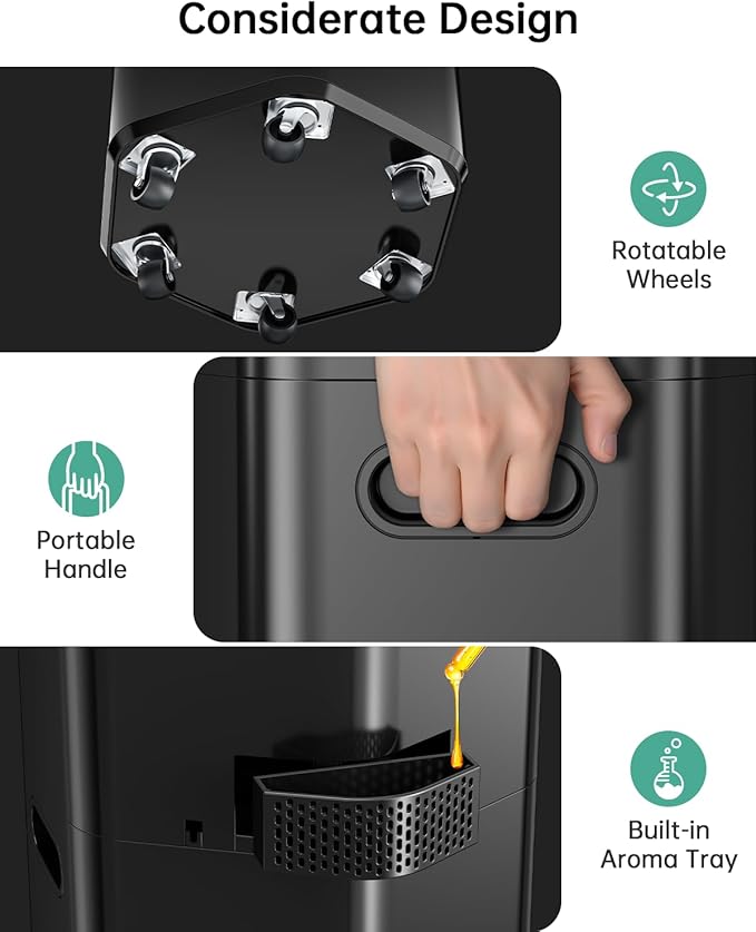 5Gal Humidifiers for Bedroom Large Room up to 2800ft², APP/Remote Control, 60H Supersized Cool Mist Humidifier with Auto 180°Mist Tube, 24H Timer, Top Fill Humidifiers for Home Office Bedroom Plants