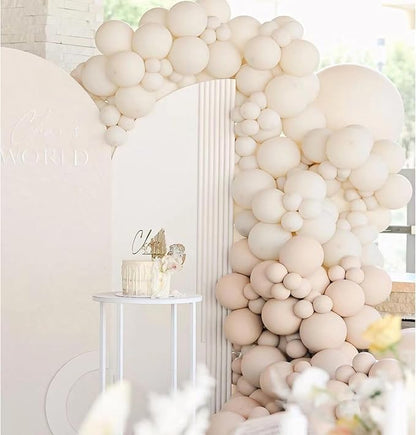 154pcs Ivory White Balloons White Sand White Cream Beige Balloon for Balloons arch Different Sizes 5/10/12/18 Inch Garland Kit for Wedding Birthday Party Supplies Bridal Shower Decorations