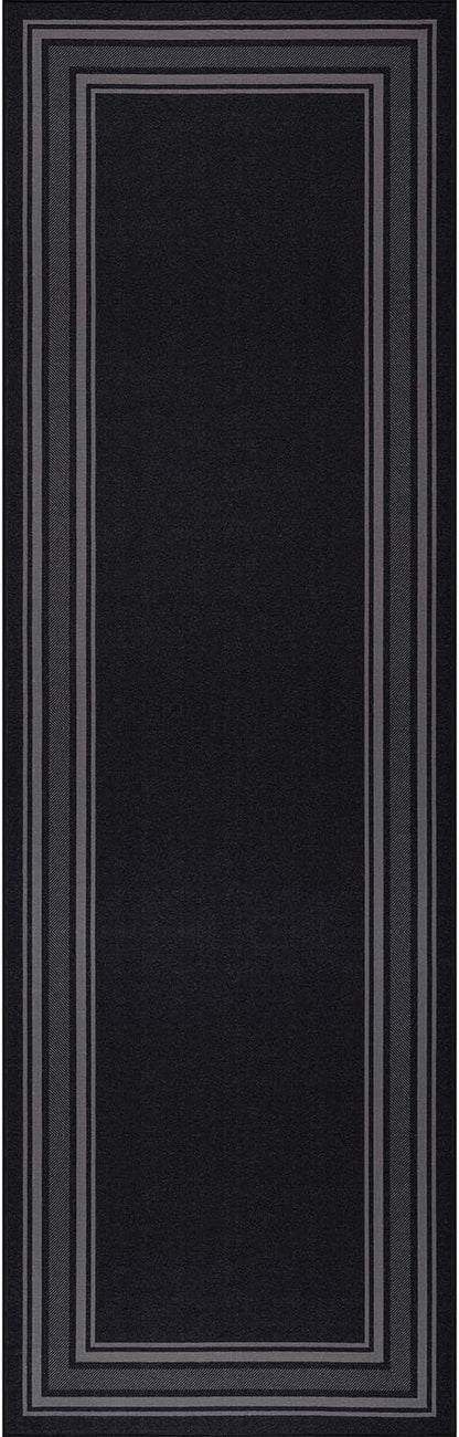 Beverly Rug Non Slip Area Rugs 2x5 Modern Bordered Non Skid Rubber Backing Soft Runner Rug for Living Dining Room Easy to Clean Non Shedding Kitchen Bedroom Indoor Carpet 2 x 5 Black