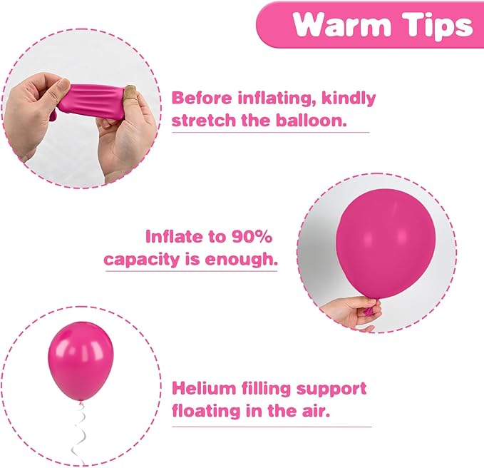 Pink Purple and Black Balloons, 12 Inch Black Purple Hot Pink Balloons, Confetti Balloon for Girls Birthday Baby Shower Wedding Bridal Shower Princess Party Decorations