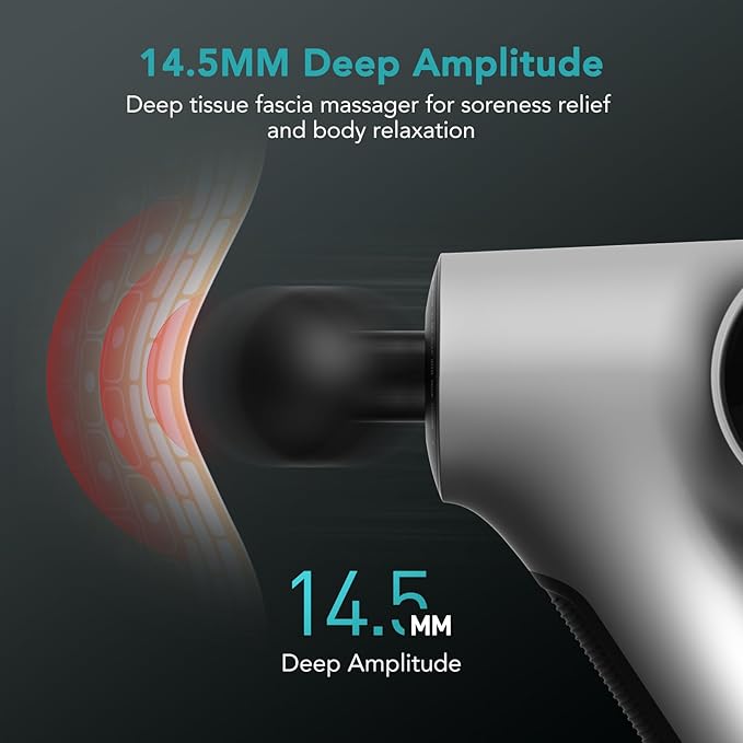 opove Apex Massage Gun Deep Tissue 14.5mm Percussion Fascia Muscle Massage for Athletes Workout Pain Relief Recovery Relaxation, Professional Therapist Choice, Ergonomic for Effortless to Use, Silver