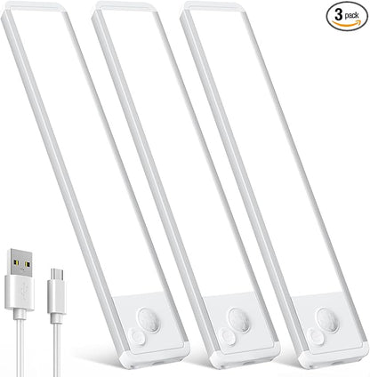 Under Cabinet Motion Sensor Lighting: Dimmable Rechargeable Lights Indoor - Battery Operated Lights - Undercabinet Wireless Closet Light Magnetic Led Light for Kitchen Home Bathroom Counter 3 Pack