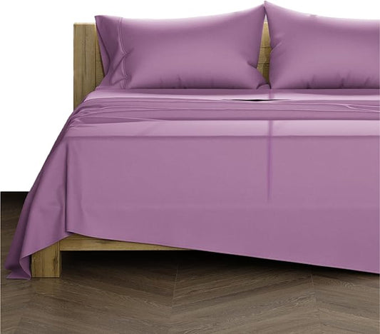 TEXAS LINEN CO. Luxury Egyptian Cotton Split Sheet Set - 1000 Thread Count 5 PC Cotton Sheets for Adjustable Bed, Soft, Cooling Extra Long Staple Sateen Sheets - Fits Upto 18” Deep Pocket - Plum