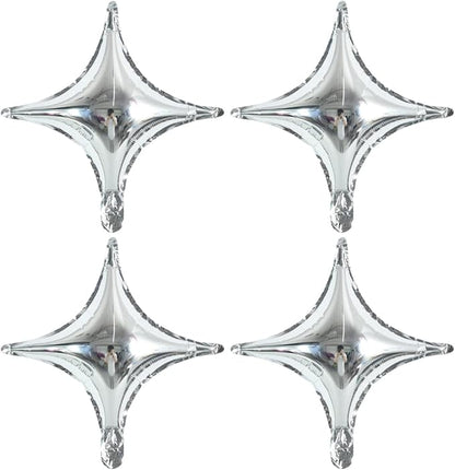 18inch Star Shape Foil Mylar Balloon,30 pcs Silver Four Angle Star Balloons for Birthday Party,Wedding,Valentine's Day, engagement party，Christmas,Baby Shower Backdrops Decorations