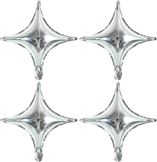 18inch Star Shape Foil Mylar Balloon,30 pcs Silver Four Angle Star Balloons for Birthday Party,Wedding,Valentine's Day, engagement party，Christmas,Baby Shower Backdrops Decorations