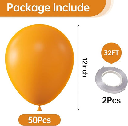 KALOR 12 Inch Orange Balloons, 50 Pcs Latex Helium Balloons for Kid's Birthday Party, Baby Shower, Wedding, Graduate Party Decorations