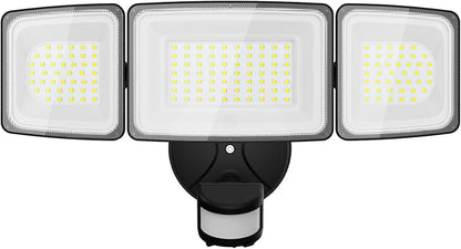 Onforu 100W LED Security Lights Motion Sensor Light Outdoor, 9000lm Super Bright Flood Light Motion Detector with 3 Head, IP65 Waterproof Exterior Floodlight, 6000K Wall Light for Entryway, Garage