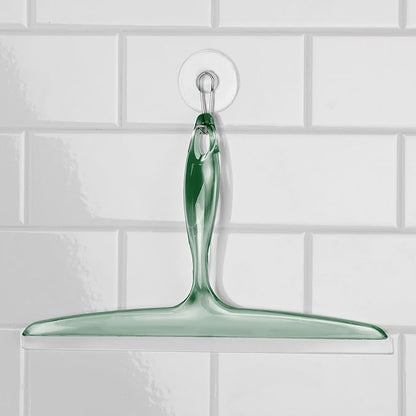 iDesign Bathroom Plastic Shower Squeegee with Wall Hook - Clear/Green