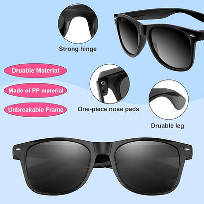 FEPITO 24 Pack Party Sunglasses Bulk for Birthday Party Favors Goody Bag Fillers for Beach Pool Party Toys for Adults, Black